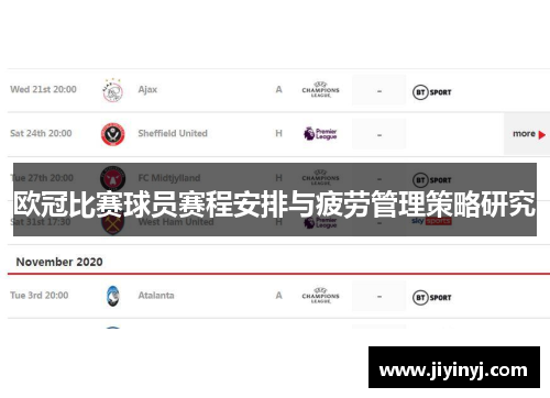 欧冠比赛球员赛程安排与疲劳管理策略研究